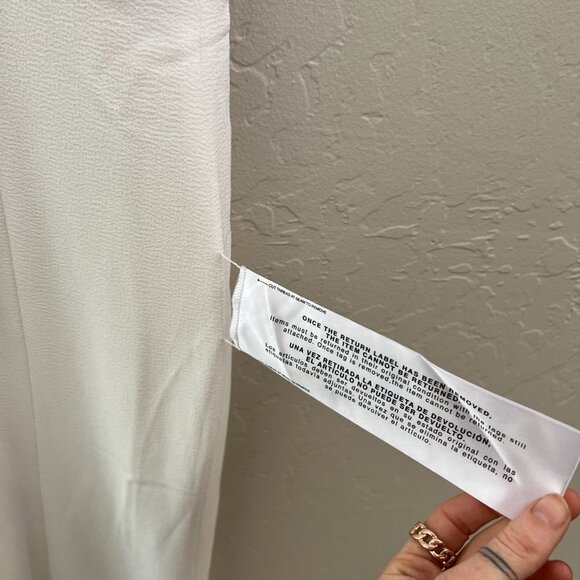 NEW Dress the Population Iris Crepe Plunge Side Slit White Maxi Gown - Picture 9 of 13